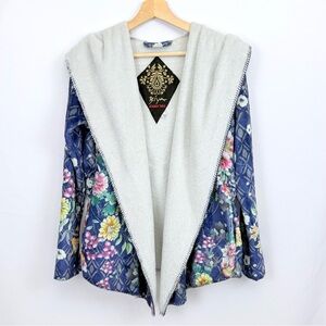 Johnny Was Biya Bursting Echo Sherpa Floral Fleece Hooded Jacket XS